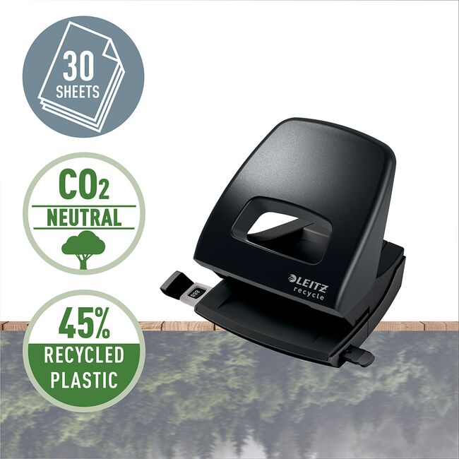 Perforator plastic Leitz Recycle NeXXt Series, 30 coli, partial reciclat, negru BPTCSL530095