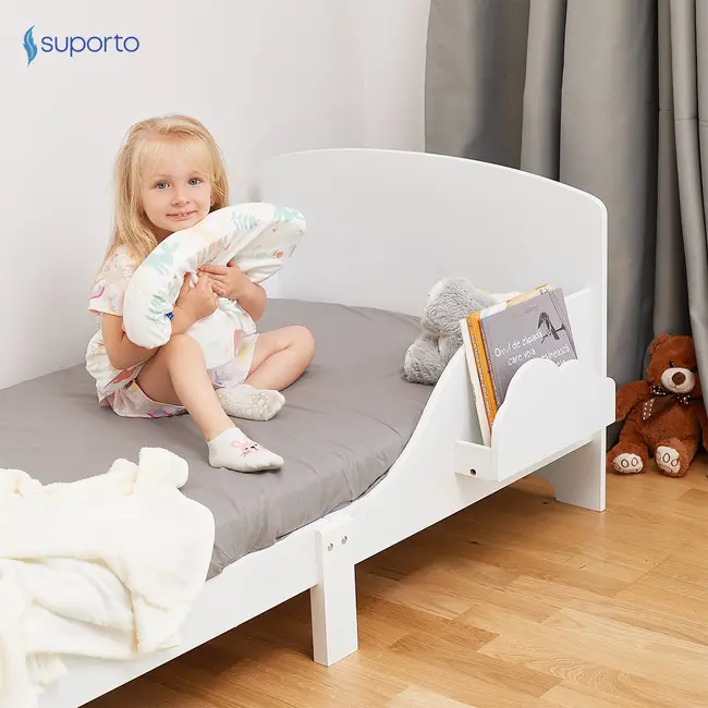 Perna copii Suporto Toddler, 2 - 9 ani, Ortopedica si Hipoalergenica din Spuma cu Memorie, 2 Inaltimi pentru dormit si Suport cervical, Husa Bumbac 100%, Alba, Model Iepurasi SPTPCO3