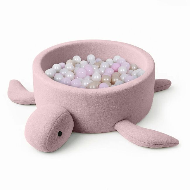 Piscina Cu Bile Boucle Pentru Copii Meowbaby   Turtle ,   Raspberry Glaze Pink, 200 Bile Incluse, Material Reciclat Certificat Oeko-tex Pjbmbsbaz21210ie-7827