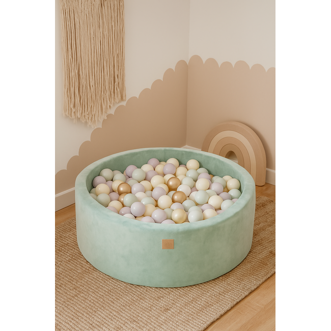 Piscina Cu Bile Rotunda Meowbaby   Velvet Sage Olive 90x30 Cm, Cu 200 Bile Pjbveo-pdww00-342