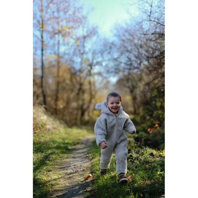 Salopeta Din Lana Merinos Pentru Bebelusi ,   Gray  Caldura Naturala , Zursulet De Plus,   6-18 Luni Pjbc5599