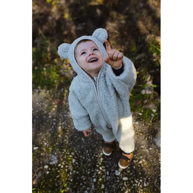 Salopeta Din Lana Merinos Pentru Bebelusi ,   Gray  Caldura Naturala , Zursulet De Plus,   6-18 Luni Pjbc5599