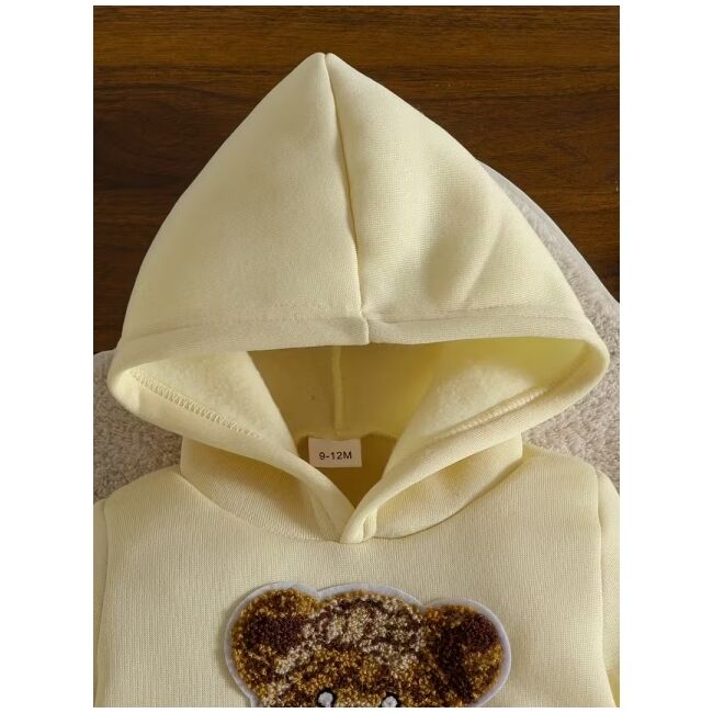 Set bebelusi cu ursulet - bluza cu gluga + pantaloni + vesta matlasata mbtu136