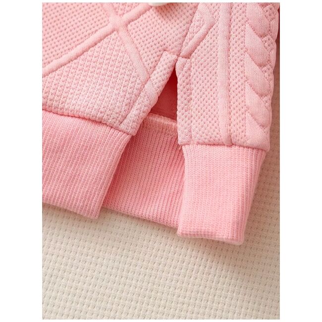 Set bebelusi roz cu floricele – bluza si pantaloni, moale si confortabil mbtu135