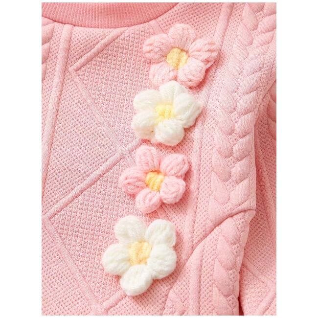 Set bebelusi roz cu floricele – bluza si pantaloni, moale si confortabil mbtu135