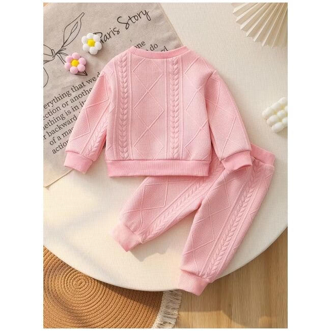 Set bebelusi roz cu floricele – bluza si pantaloni, moale si confortabil mbtu135