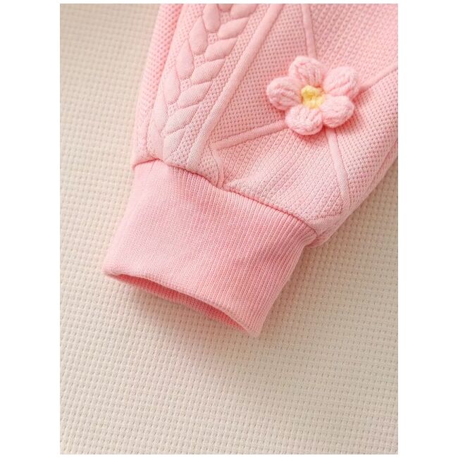 Set bebelusi roz cu floricele – bluza si pantaloni, moale si confortabil mbtu135