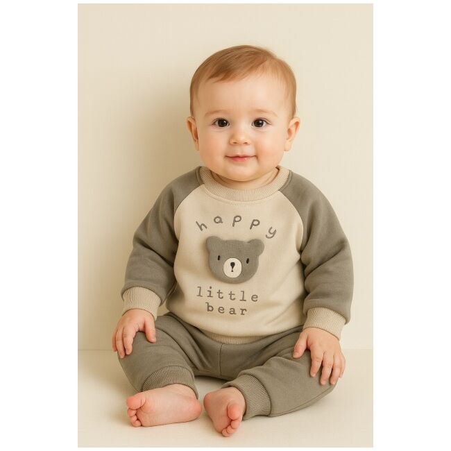 Set hanorac și pantaloni bebeluș „happy little bear” bbl1