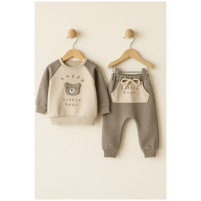 Set hanorac și pantaloni bebeluș „happy little bear” bbl1