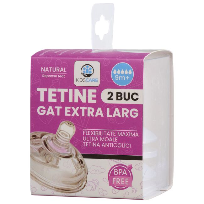 Set tetine din silicon KidsCare – 2 bucati, marimi 9 luni+, fara BPA SUPKC-TS9M+