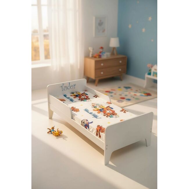 Lenjerie 3 piese pat copii Paw Patrol Alb 2-8 ani pentru saltele 140x70 ASC6427968007218