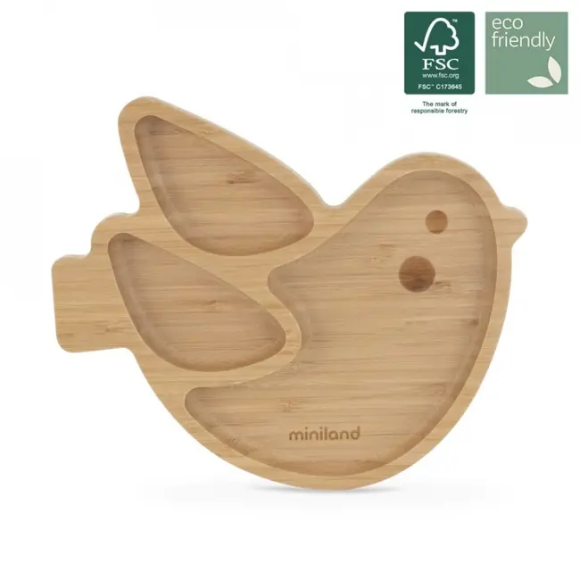 Farfuriuta compartimitata cu baza din silicon Miniland Chick TNA89473