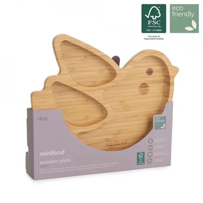 Farfuriuta compartimitata cu baza din silicon Miniland Chick TNA89473