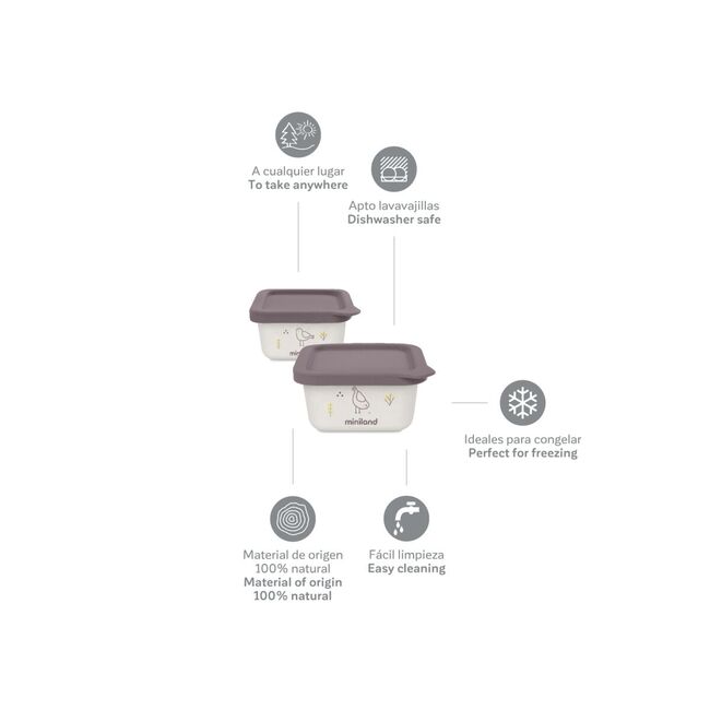 Set 2 recipiente ermetice mancare solida Miniland Chick TNA89458