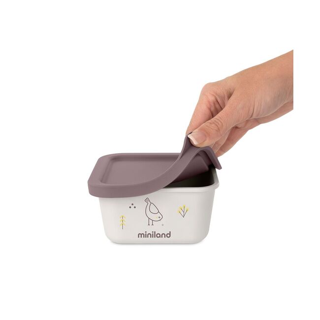 Set 2 recipiente ermetice mancare solida Miniland Chick TNA89458