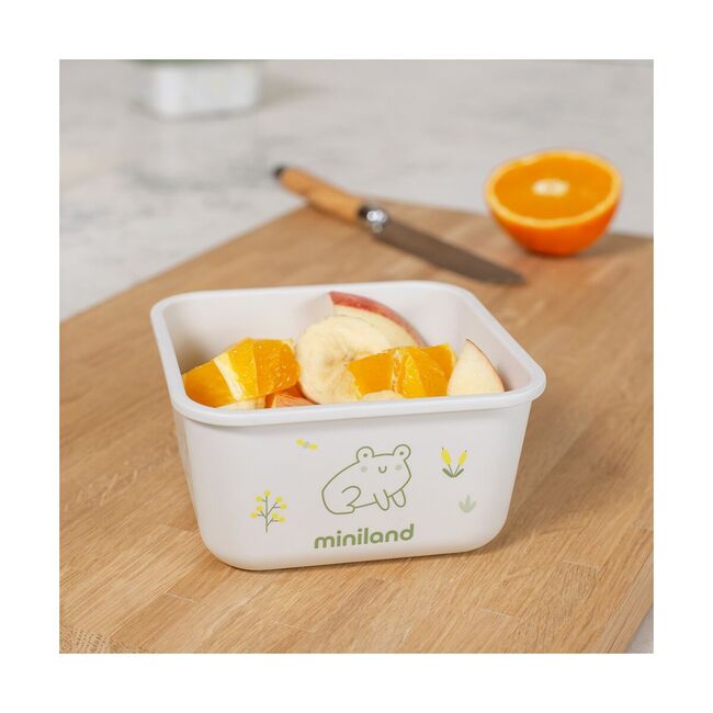 Set 2 recipiente ermetice mancare solida Miniland Frog TNA89457