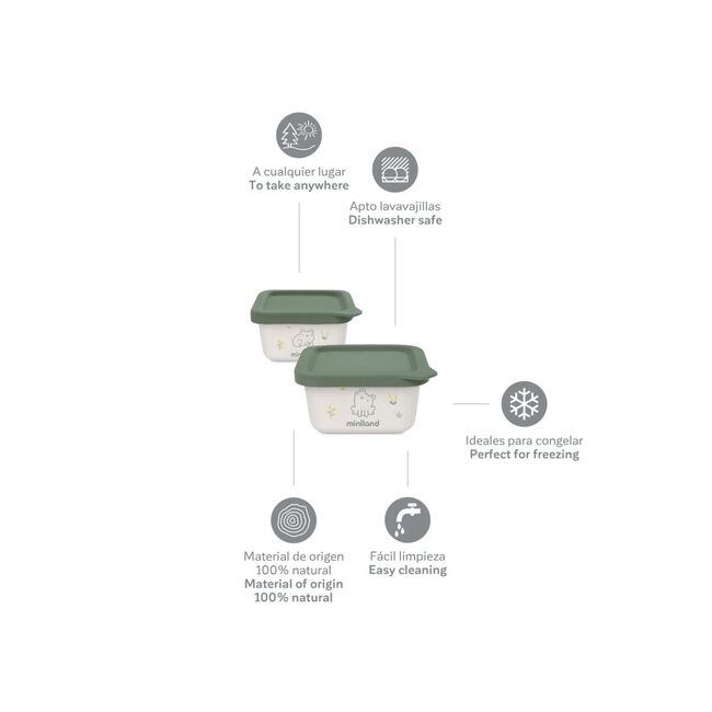 Set 2 recipiente ermetice mancare solida Miniland Frog TNA89457