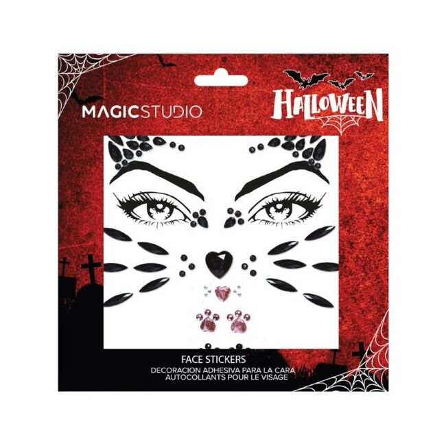 Set autocolante stralucitoare pentru fata, Magic Studio, Halloween Face Gems, 85122