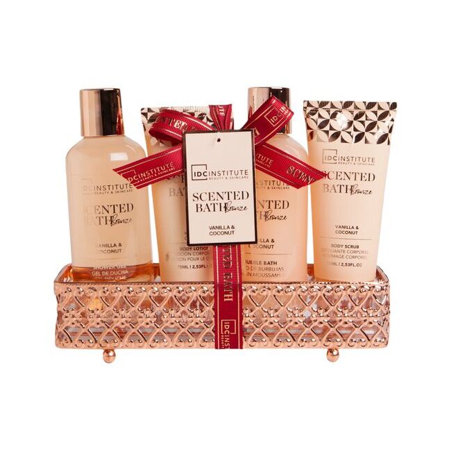 Set baie Scented Bath Bronze Vanilla & Coconut, IDC Institute, 4 piese, 44015