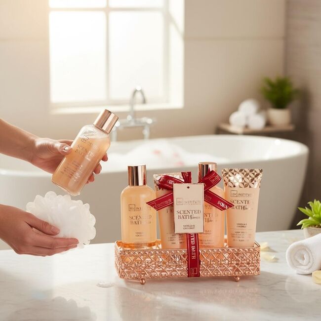 Set baie Scented Bath Bronze Vanilla & Coconut, IDC Institute, 4 piese, 44015