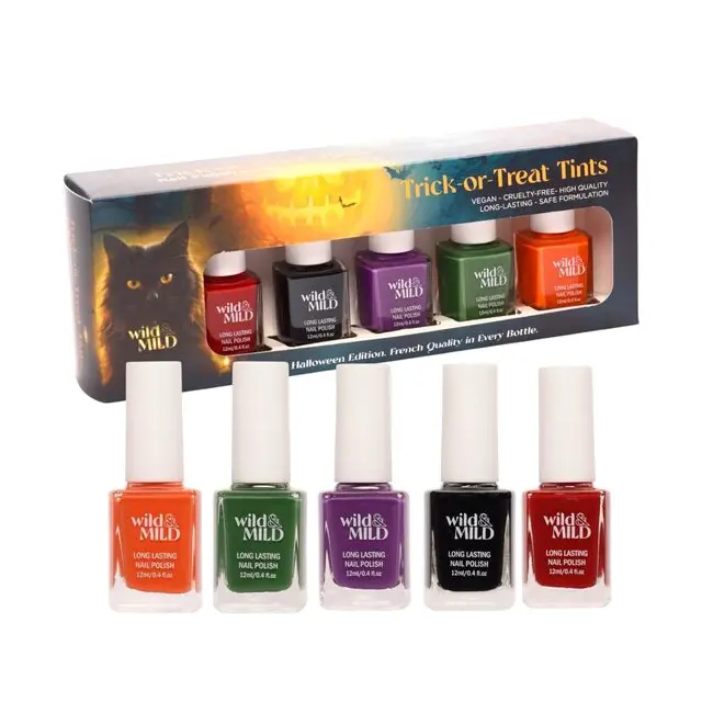 Set lac de unghii Trick or Treat Tints , 5x12ml Limited Edition &ndash; Halloween Edition, 63102, Wild&Mild