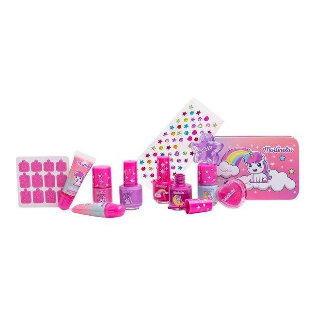 Set unghii și buze cu cutie metalică Little Unicorn, Martinelia, 85499