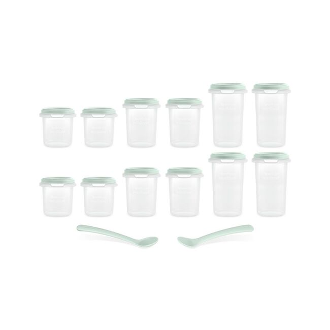 Set 12 recipiente gradate cu 2 lingurite Miniland Mint, 200, 250 si 330 ml TNA89528