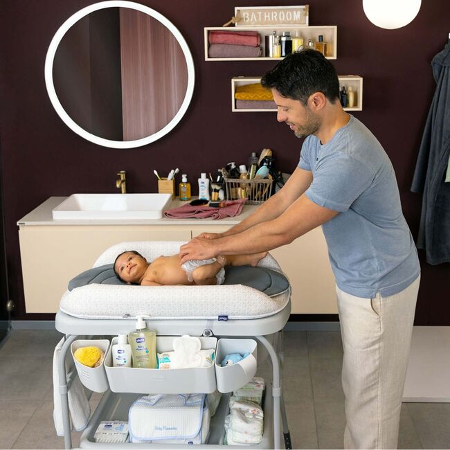 Cadita cu masa de infasat Chicco, Graphite Melange, 0luni+ CHC7934804-8