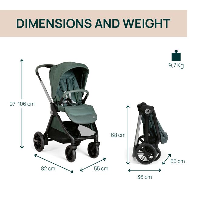 Carucior copii 3 in 1 Chicco Bellagio, Fir Tree (verde inchis), 0luni+ CHC8713633+8713733+8714633-8
