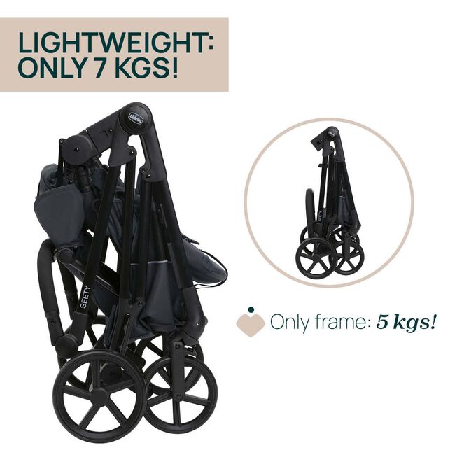 Carucior copii 3 in 1 Chicco Seety, Kory Plus I-Size 87146, BostonGrey (Gri), 0luni+ CHC8709753+8709853+8714645-8