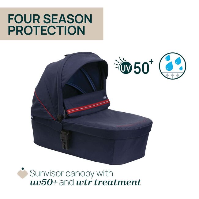 Carucior copii 3 in 1 Chicco Seety, cu scaun auto Kory Plus I-Size, OxFord Blue (Albastru), 0luni+ CHC8709779+8709879+8714645-8