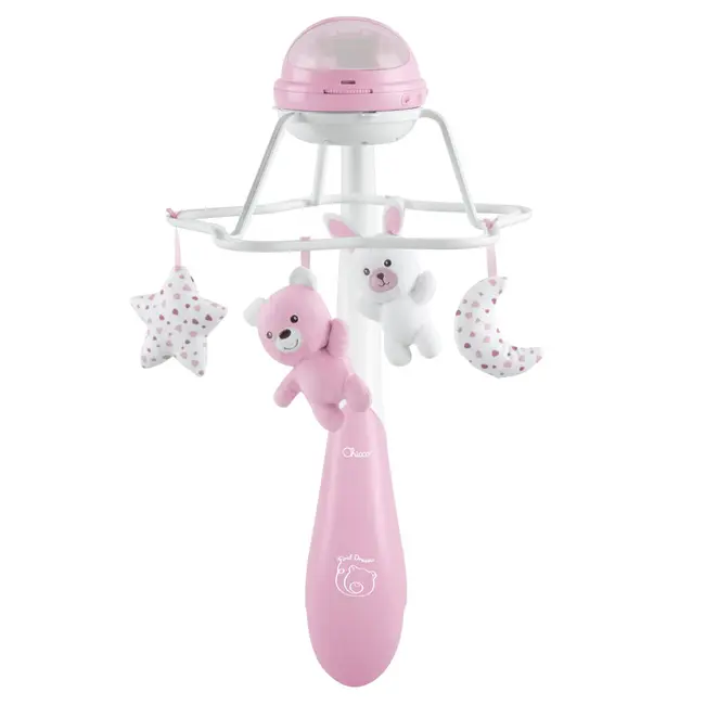 Carusel muzical 3 in 1 Chicco Rainbow cu proiectie, roz, 0 luni+ CHC1104110-1