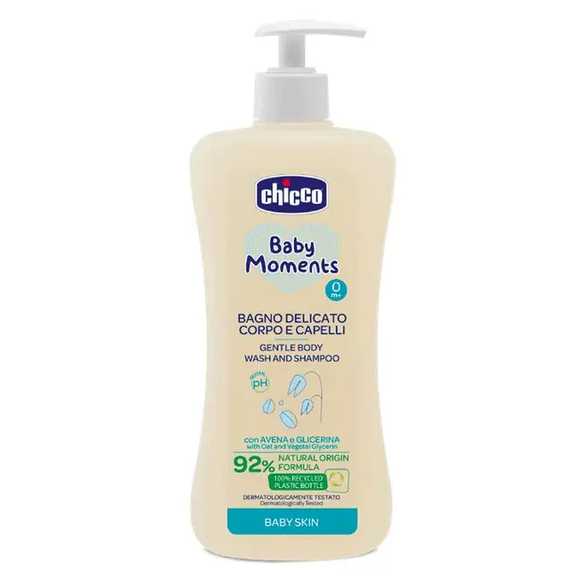 Gel de dus si sampon fara lacrimi Chicco Baby Moments Baby Skin, 500ml, 0luni+ CHC10594-9