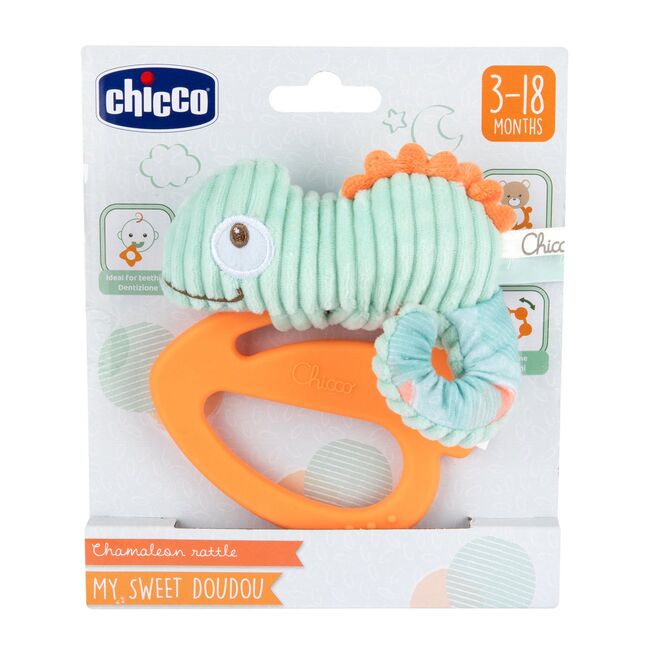 Jucarie 2 in 1 Chicco Cameleon My Sweet DouDou, zornaitoare si inel gingival, 3luni+ CHC11466-1