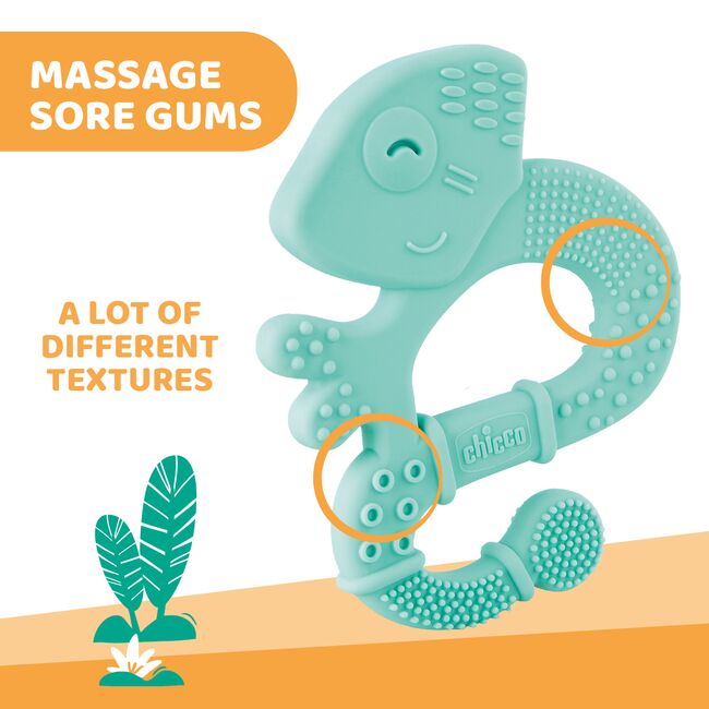 Jucarie copii Chicco pentru dentitie din silicon, Cameleon vernil, 2luni+ CHC2811020-7