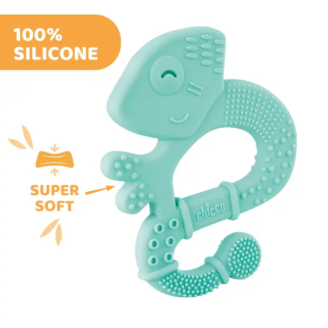 Jucarie copii Chicco pentru dentitie din silicon, Cameleon vernil, 2luni+ CHC2811020-7