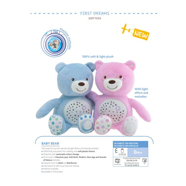 Jucarie cu proiectie Chicco Ursuletul bebelus, albastra, 0luni+ CHC0801520-1
