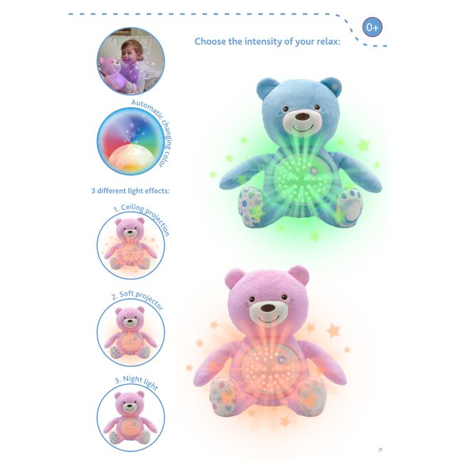 Jucarie cu proiectie Chicco Ursuletul bebelus, albastra, 0luni+ CHC0801520-1