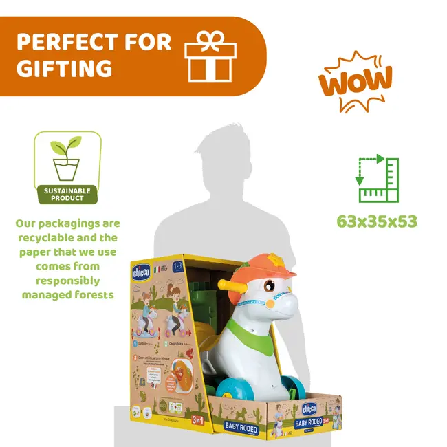 Jucarie evolutiva Chicco 3 in 1, calutul Baby Rodeo si prietenii, 1-3ani CHC11314-1