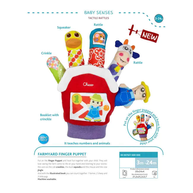 Manusa Chicco cu marionete Ferma de animale, 3-24luni CHC07651-1