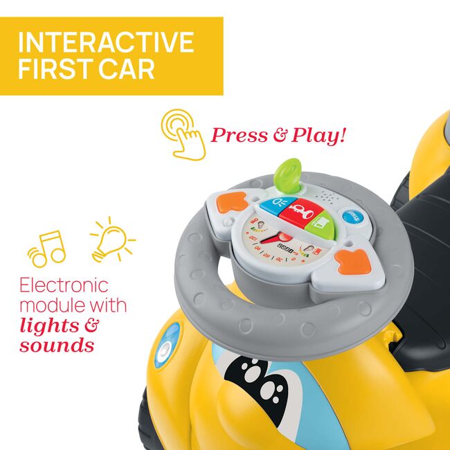 Masinuta copii Chicco Billy Walk and Ride 2 in 1, Galben, 12-36luni+ CHC1121140-1