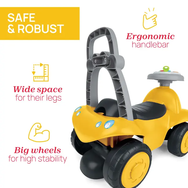 Masinuta copii Chicco Billy Walk and Ride 2 in 1, Galben, 12-36luni+ CHC1121140-1