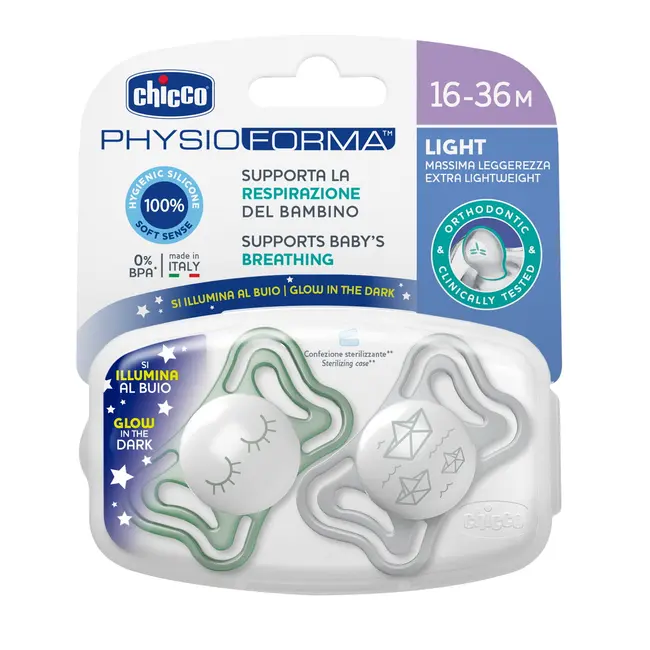 Suzeta Chicco PhysioForma Light Glow, 2bucati, unisex, 16-36luni CHC7103941-7