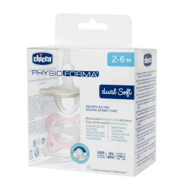Suzeta anatomica Chicco PhysioForma DualSoft, 2buc, roz, 2-6luni CHC7308851-7