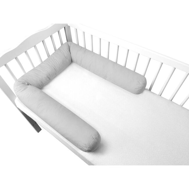 Aparatoare pentru patut, MimiNu, Tip rulou, Cu husa detasabila, Lungime 180 cm, Din bumbac certificat Oeko Tex Standard 100, Colectia Royal, Grey BYN6426972029490