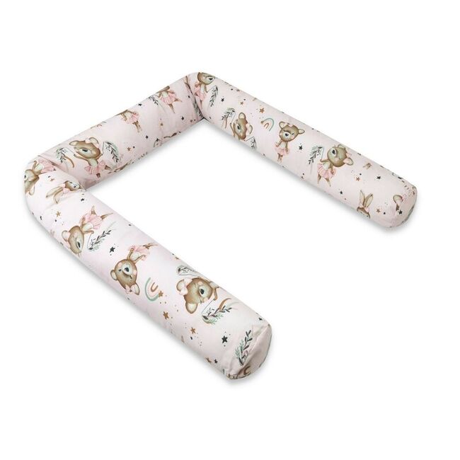 Aparatoare pentru patut, MimiNu, Tip rulou, Cu husa detasabila, Lungime 180 cm, Din bumbac certificat Oeko Tex Standard 100, Design, Little Ballerina Pink BYN6426972029513