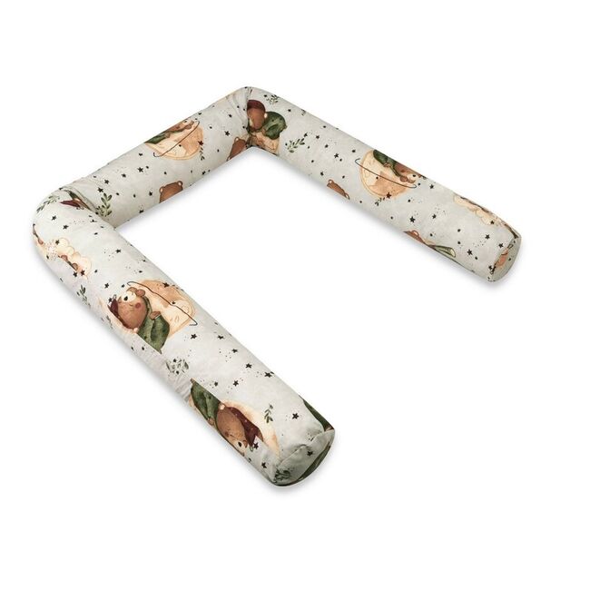 Aparatoare pentru patut, MimiNu, Tip rulou, Cu husa detasabila, Lungime 180 cm, Din bumbac certificat Oeko Tex Standard 100, Teddy Bear On Moon BYN6426972029506