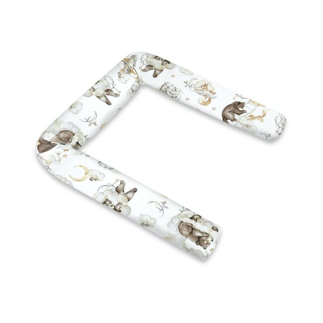 Aparatoare pentru patut, Qmini, Tip rulou, Cu husa detasabila, Lungime 180 cm, Din bumbac certificat Oeko Tex Standard 100, Teddy Bear and Friends Beige BYN6426972029612