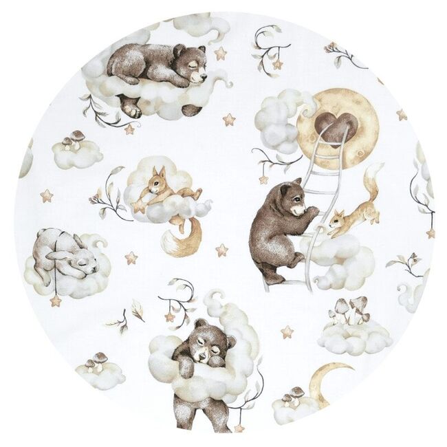 Aparatoare pentru patut, Qmini, Tip rulou, Cu husa detasabila, Lungime 180 cm, Din bumbac certificat Oeko Tex Standard 100, Teddy Bear and Friends Beige BYN6426972029612