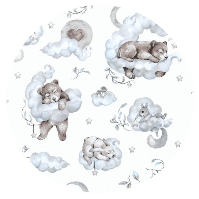 Aparatoare pentru patut, Qmini, Tip rulou, Cu husa detasabila, Lungime 180 cm, Din bumbac certificat Oeko Tex Standard 100, Teddy Bear and Friends Blue BYN6426972029636